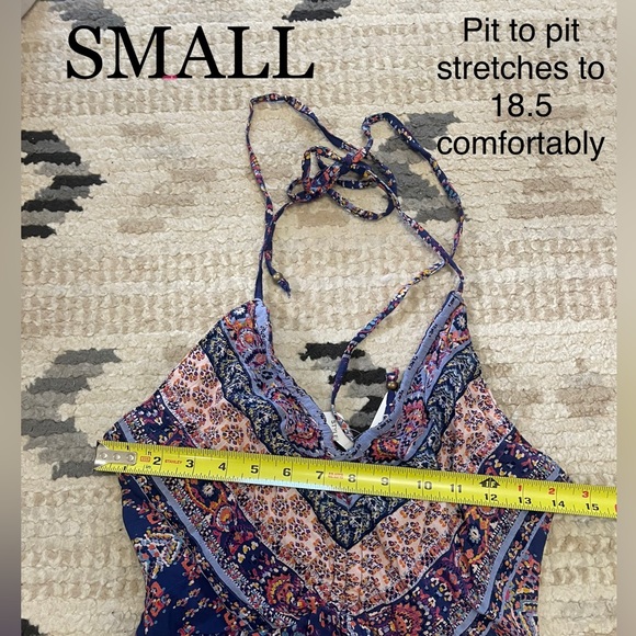 ANGIE Halter Top Boho Hippie Mini Dress - Picture 5 of 6